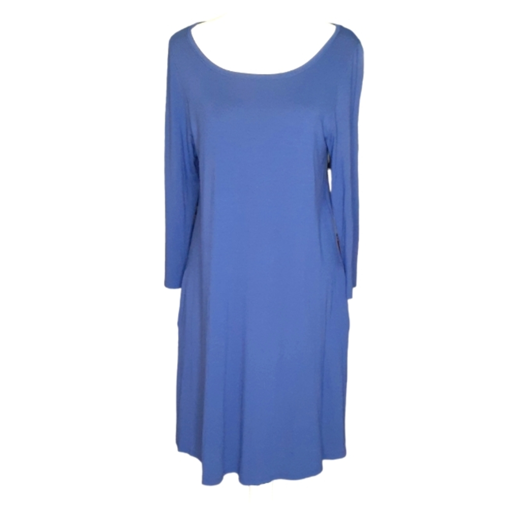 Eileen Fisher Blue Scoop Neck Dress